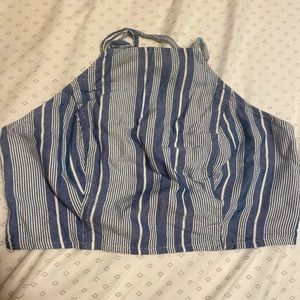 American Eagle extra small blue and white striped shirt straps cross in the back